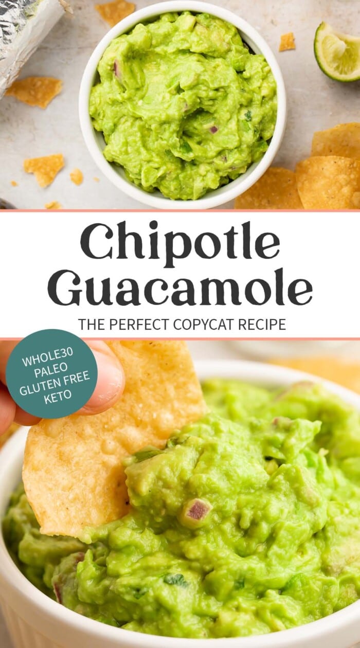 Pin graphic for Chipotle guacamole.