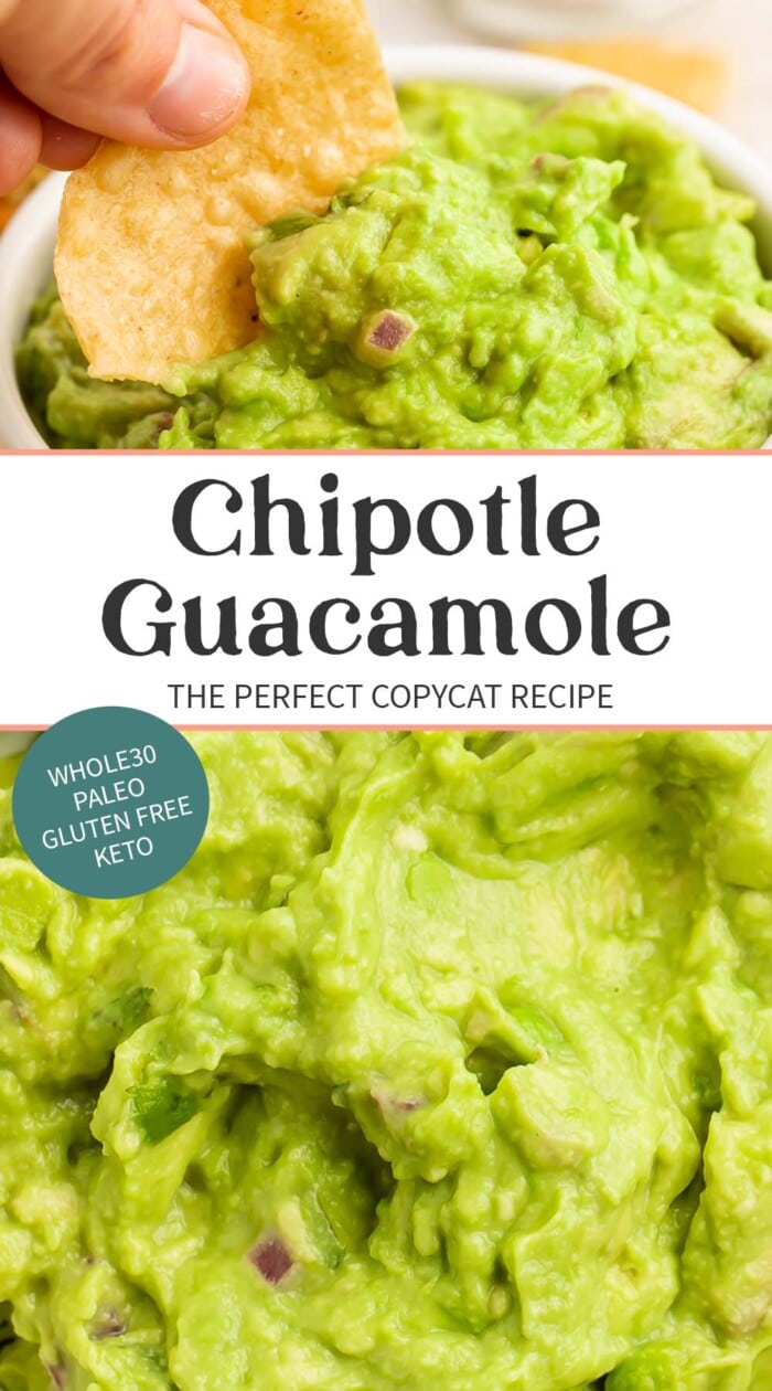 Pin graphic for Chipotle guacamole.