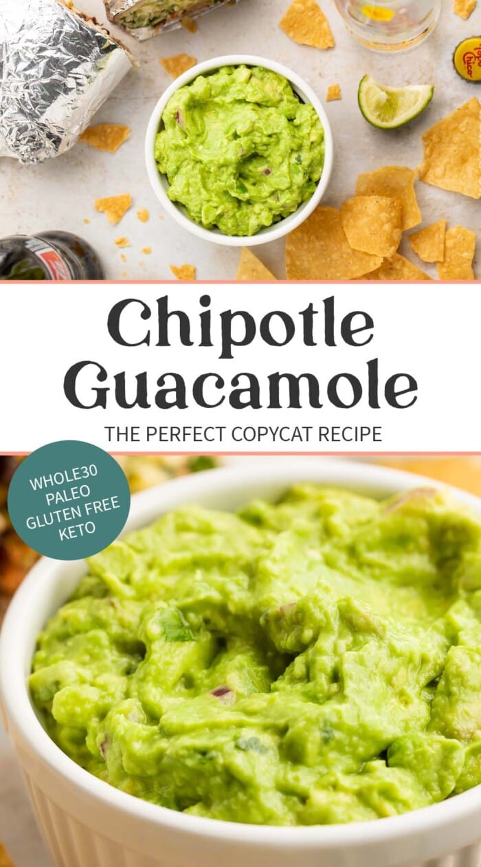 Pin graphic for Chipotle guacamole.