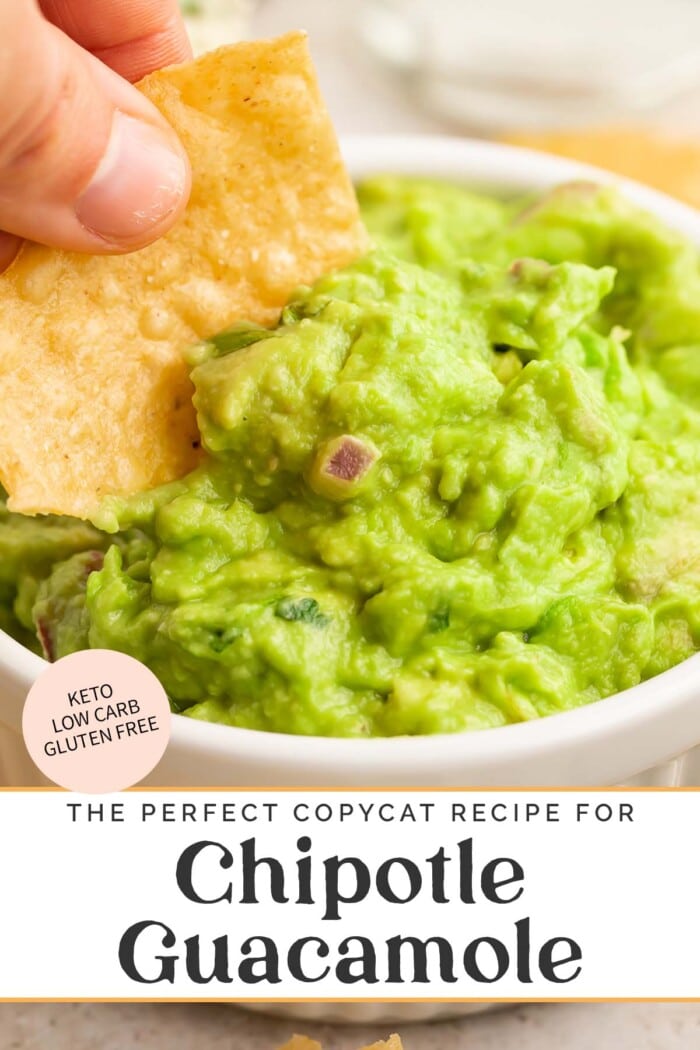 Pin graphic for Chipotle guacamole.