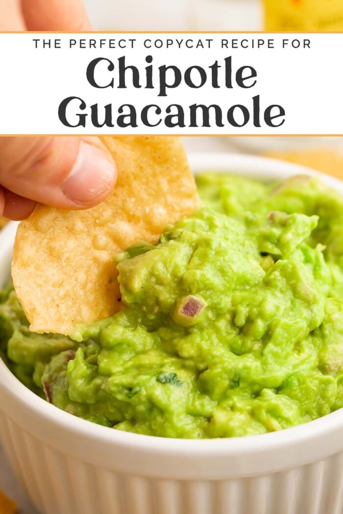 Pin graphic for Chipotle guacamole.