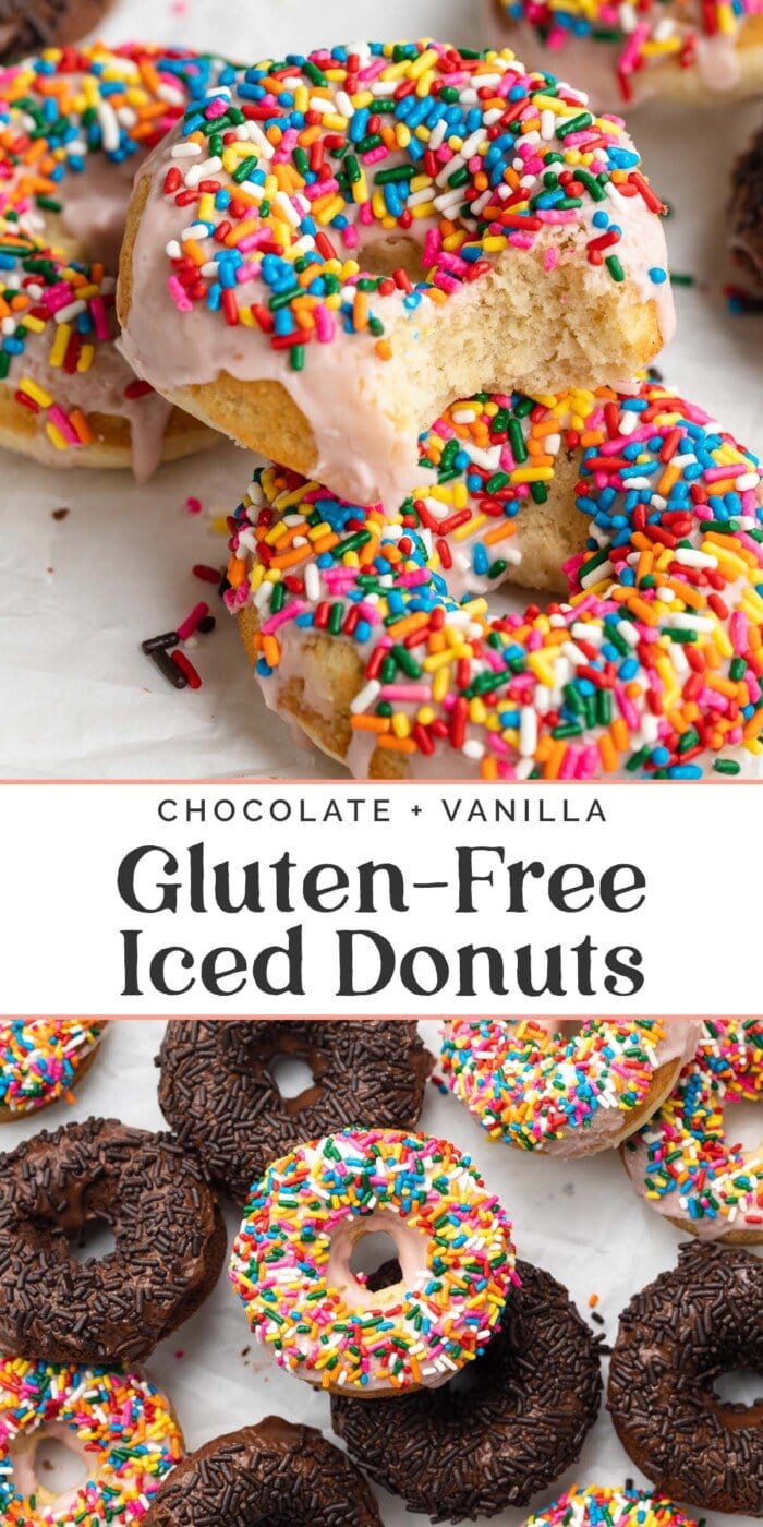 Pin graphic for gluten free donuts.