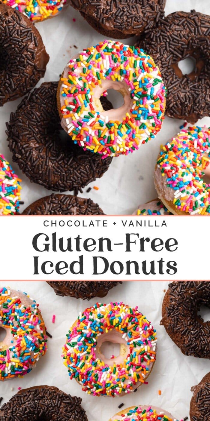 Pin graphic for gluten free donuts.