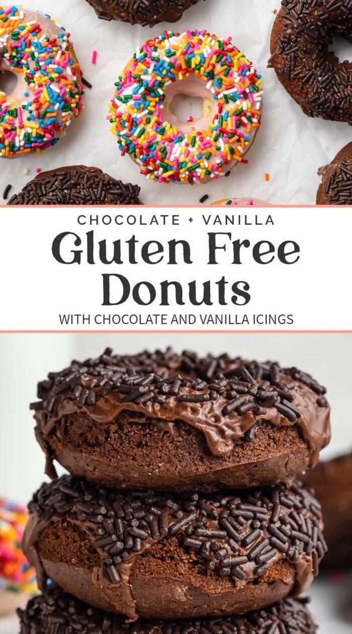 Pin graphic for gluten free donuts.