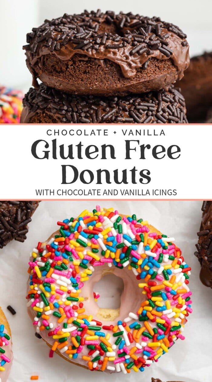 Pin graphic for gluten free donuts.