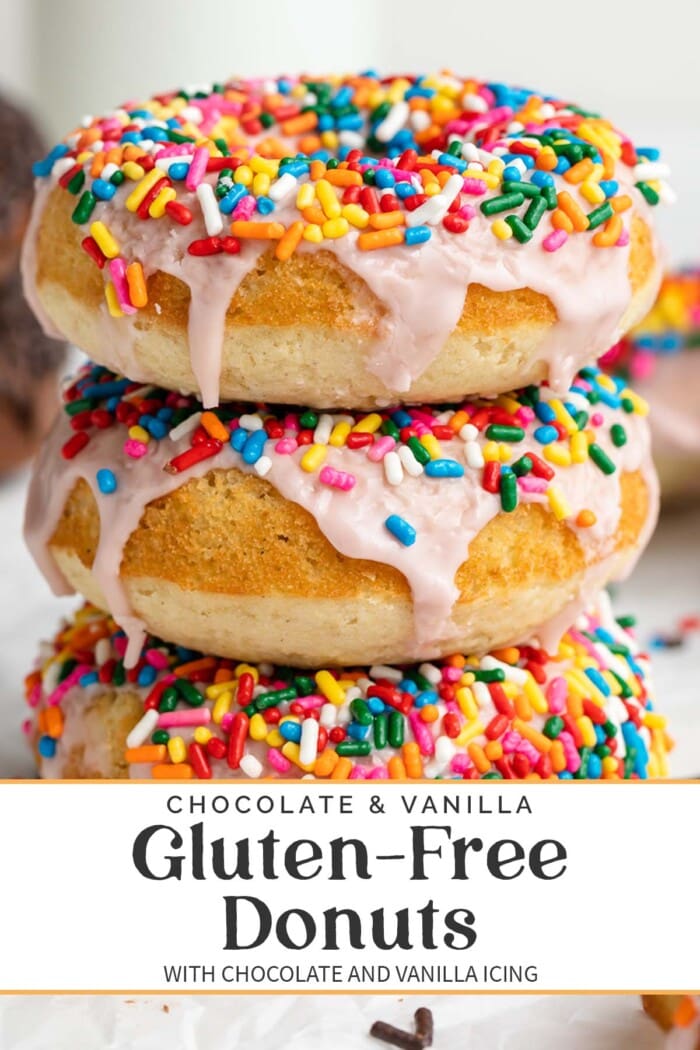 Pin graphic for gluten free donuts.