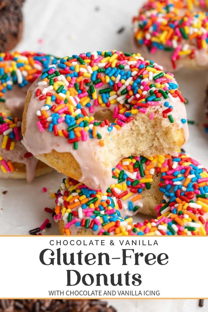 Pin graphic for gluten free donuts.