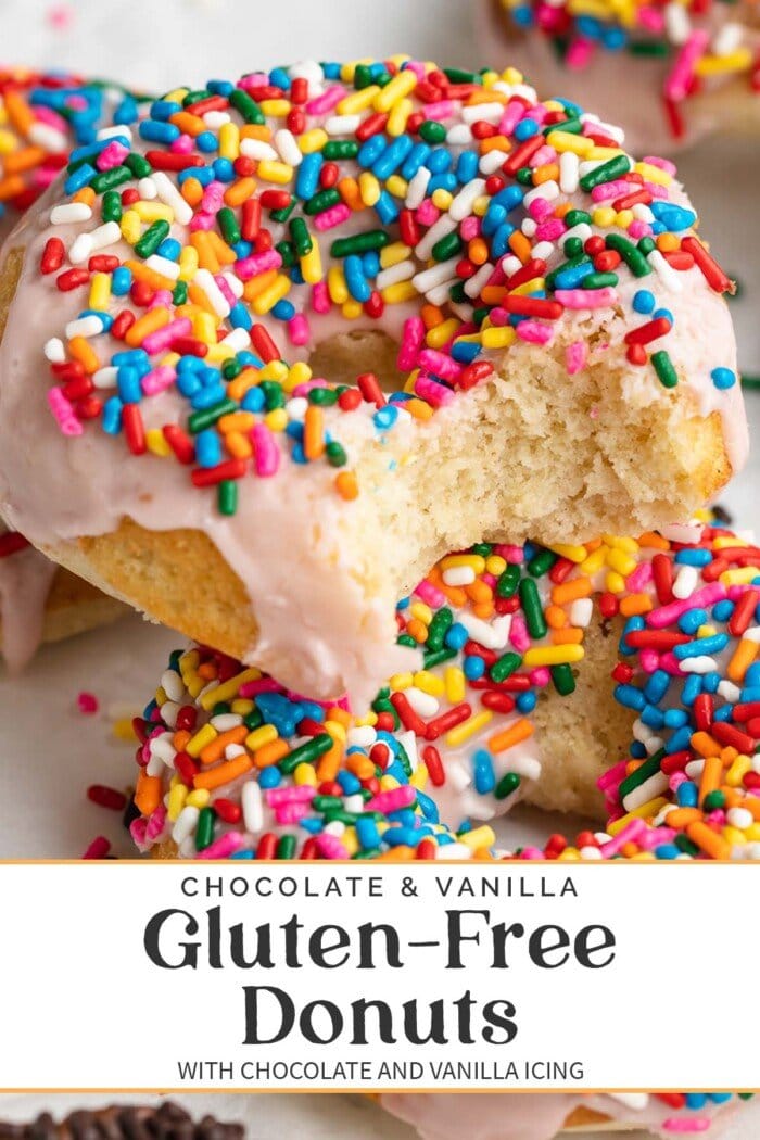 Pin graphic for gluten free donuts.