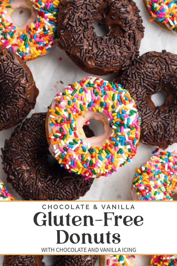 Pin graphic for gluten free donuts.