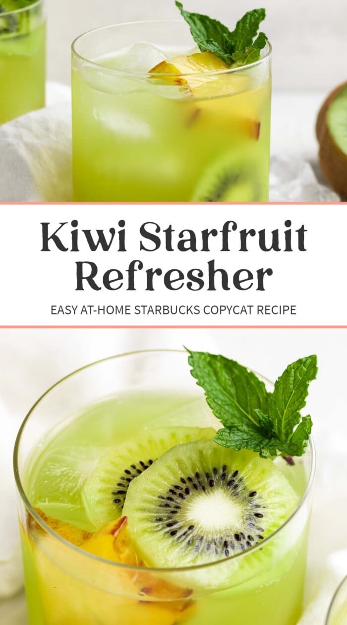 Pin graphic for kiwi starfruit refresher.