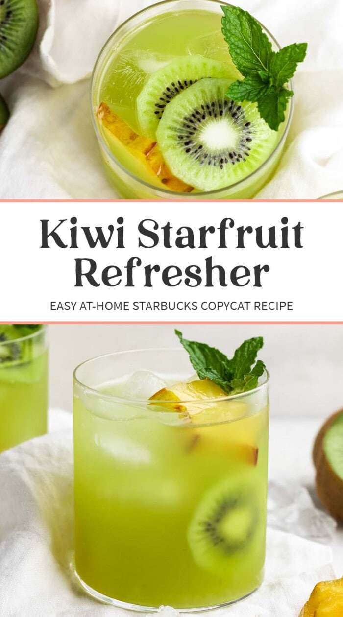 Pin graphic for kiwi starfruit refresher.