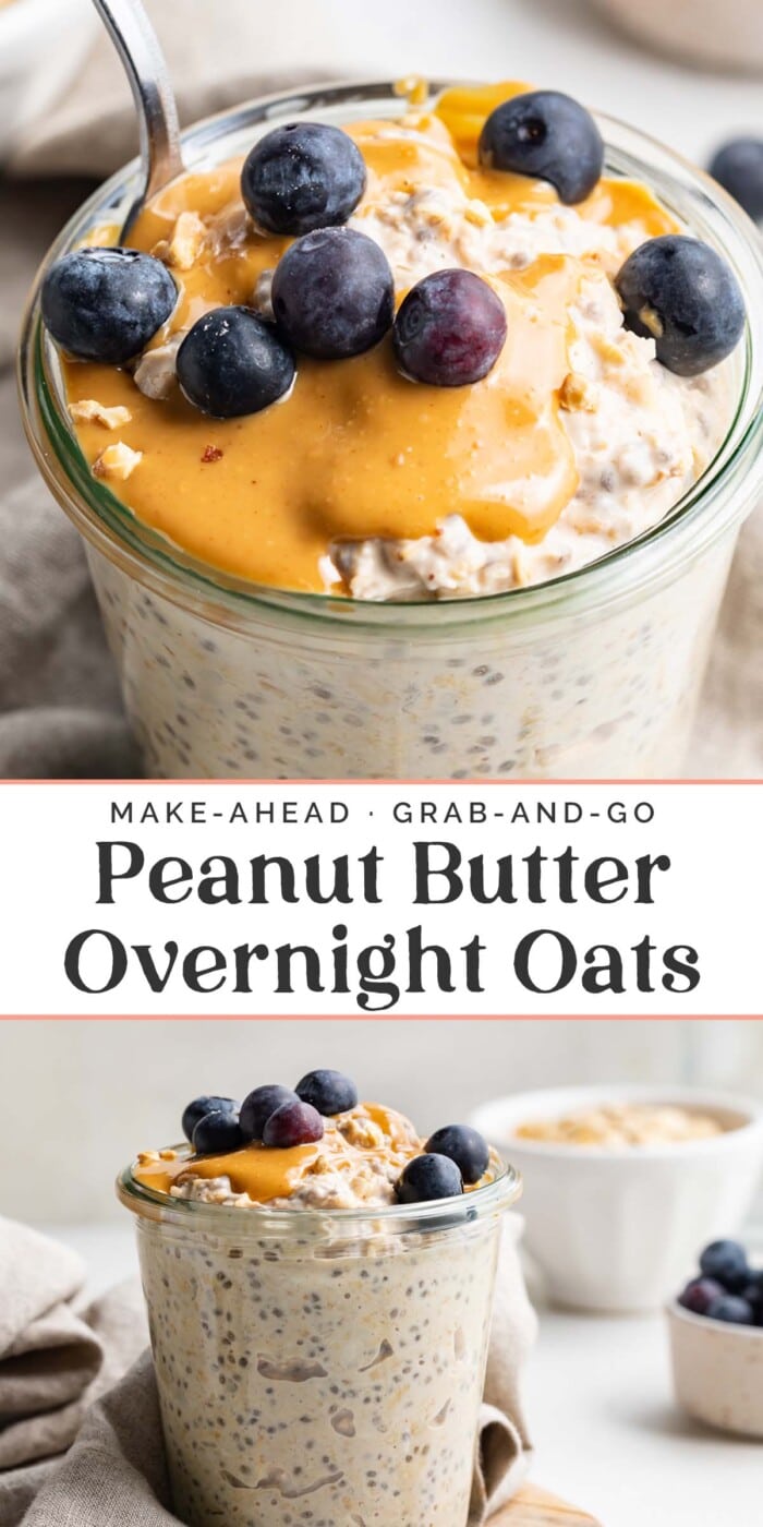 Pin graphic for peanut butter overnight oats.