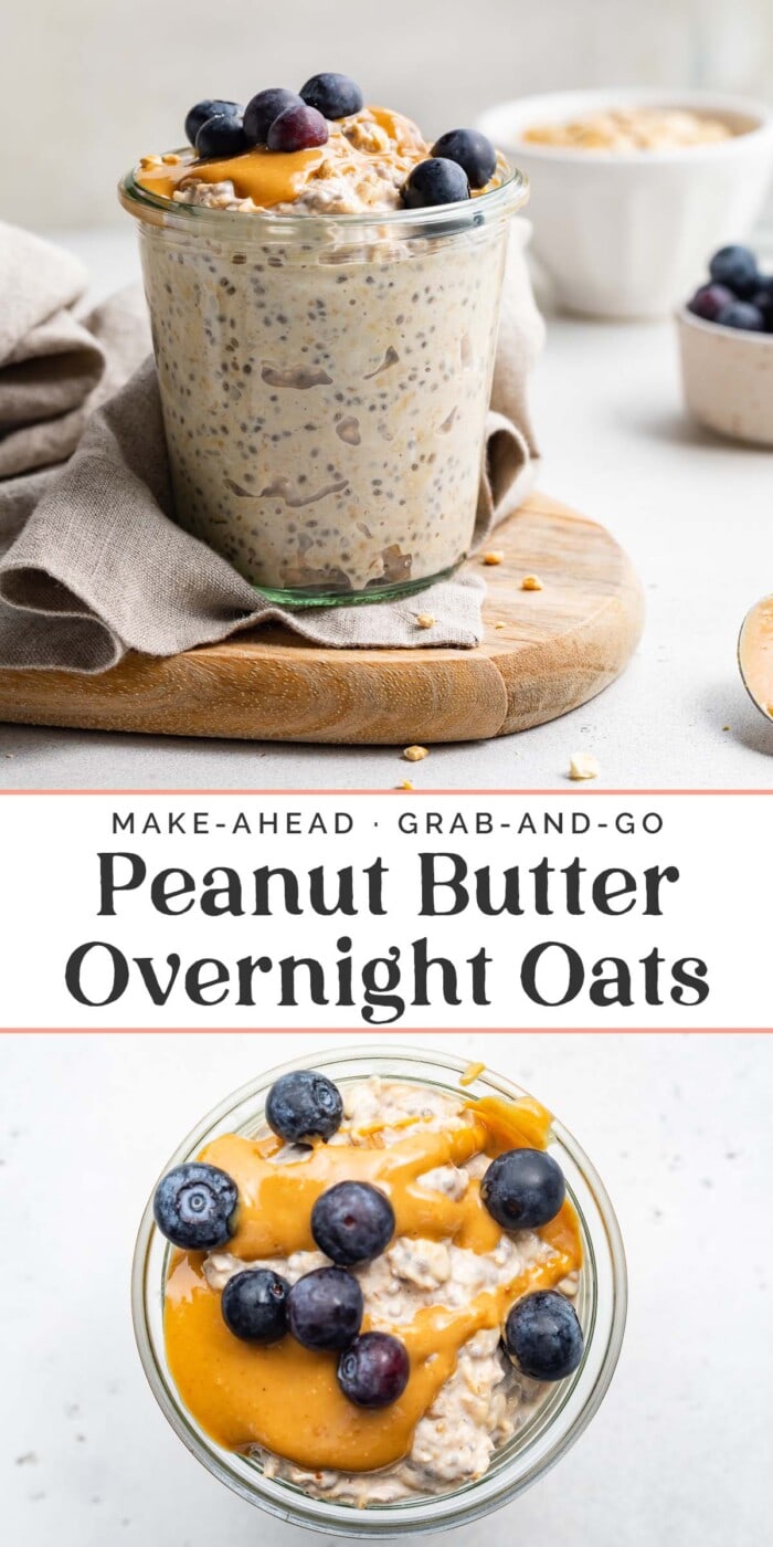 Pin graphic for peanut butter overnight oats.