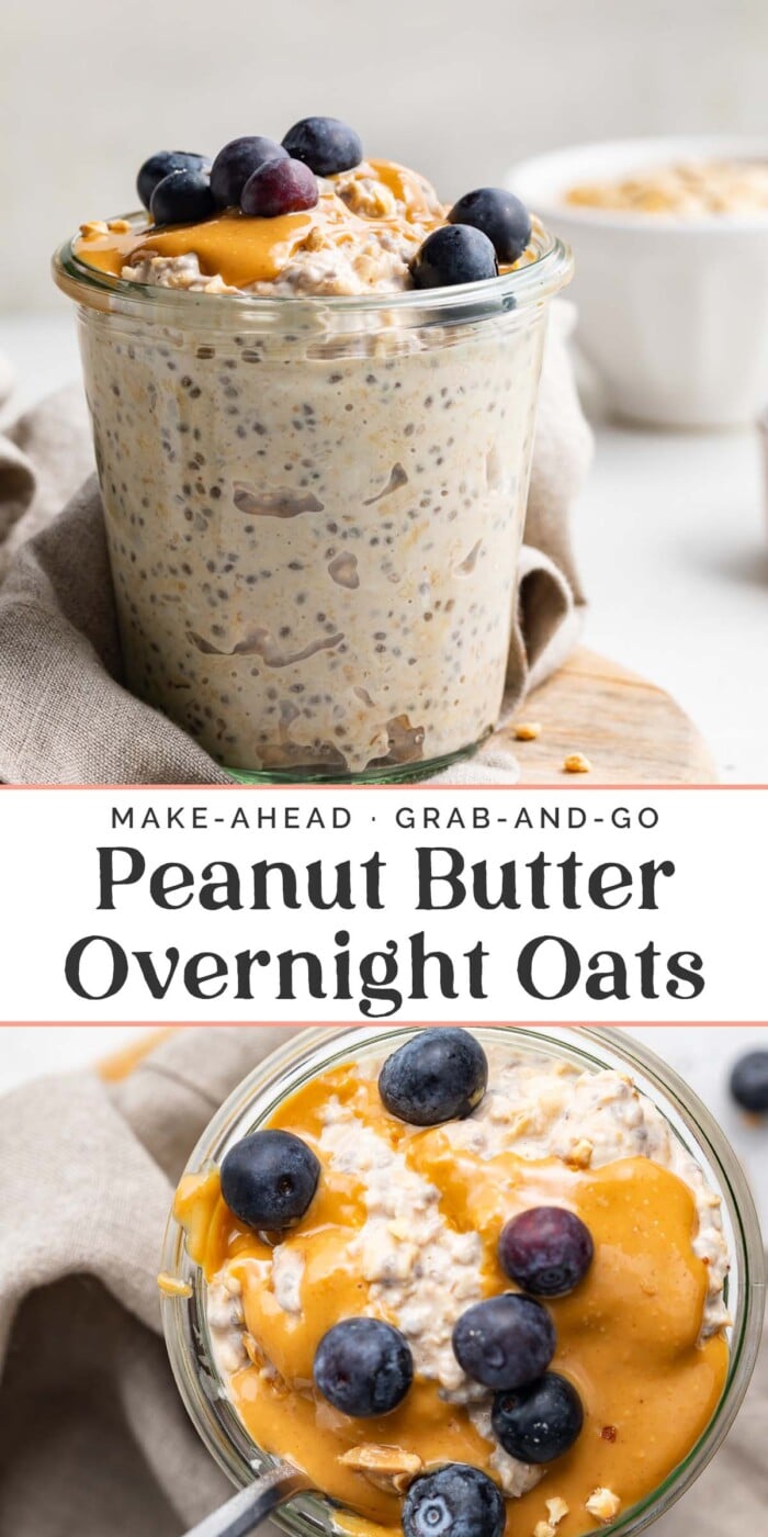 Pin graphic for peanut butter overnight oats.