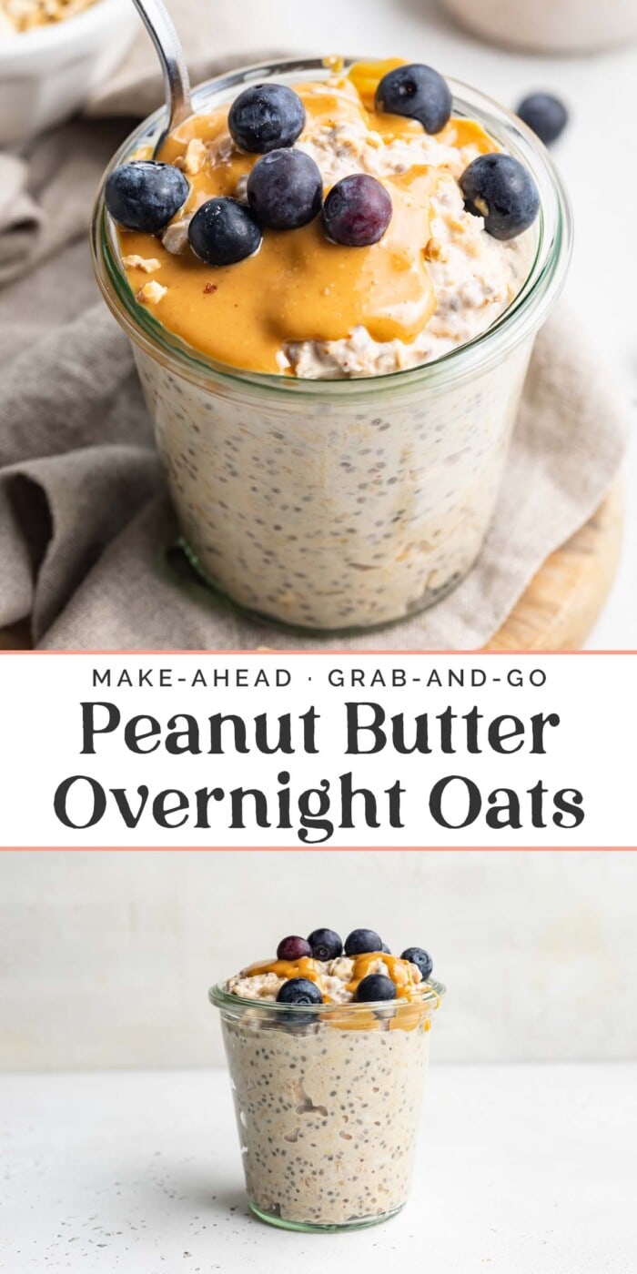 Pin graphic for peanut butter overnight oats.