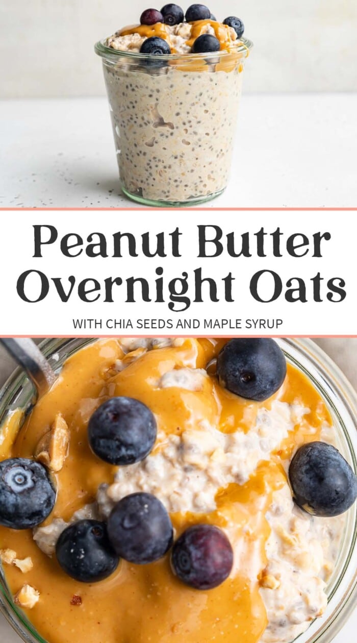 Pin graphic for peanut butter overnight oats.