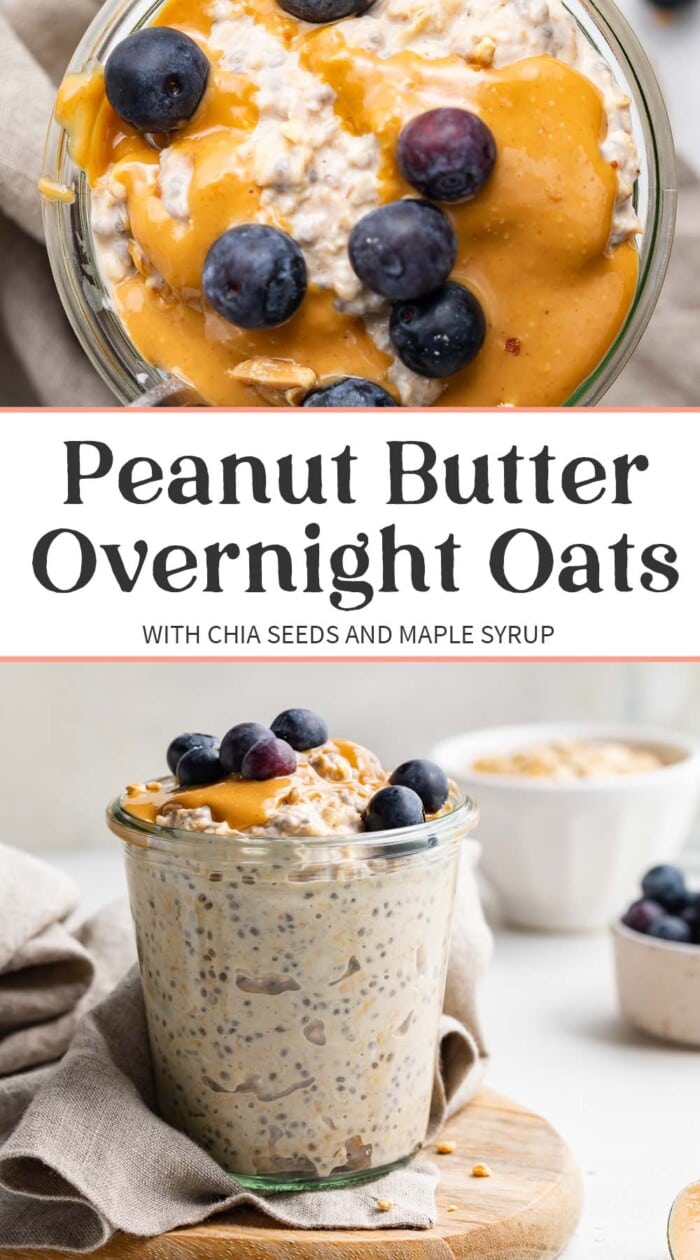 Pin graphic for peanut butter overnight oats.