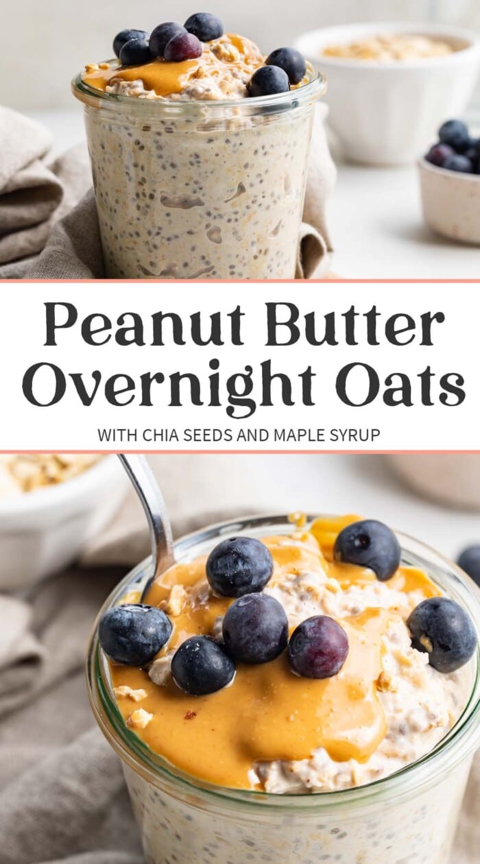 Pin graphic for peanut butter overnight oats.