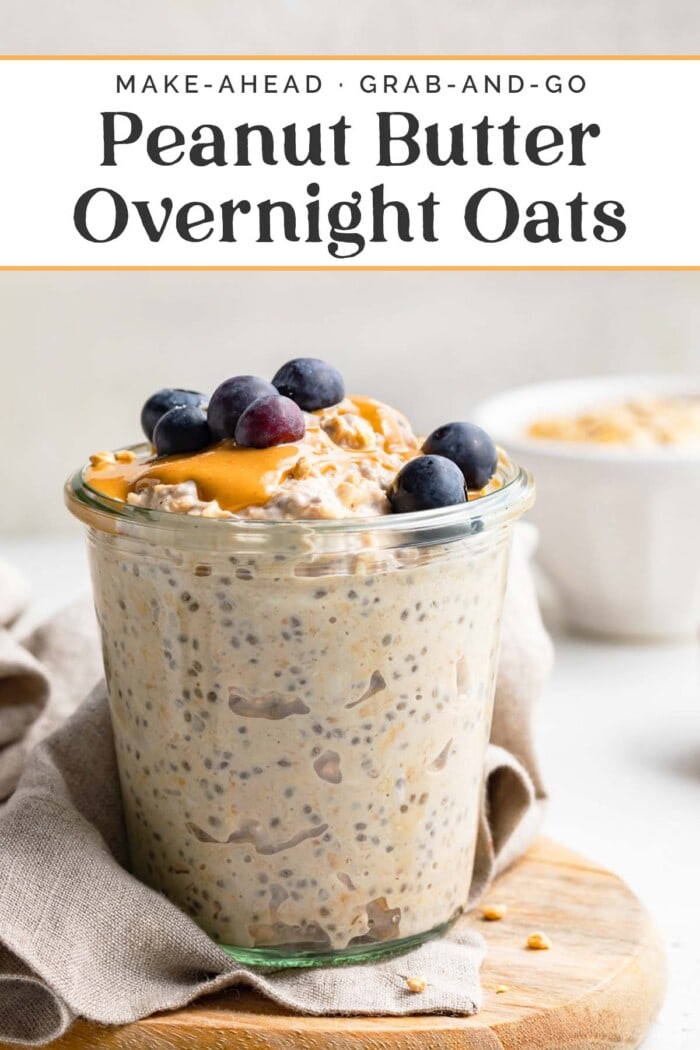 Pin graphic for peanut butter overnight oats.