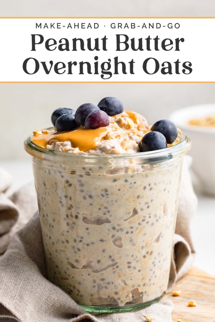 Pin graphic for peanut butter overnight oats.