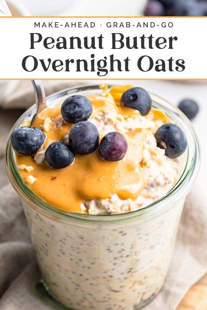 Pin graphic for peanut butter overnight oats.