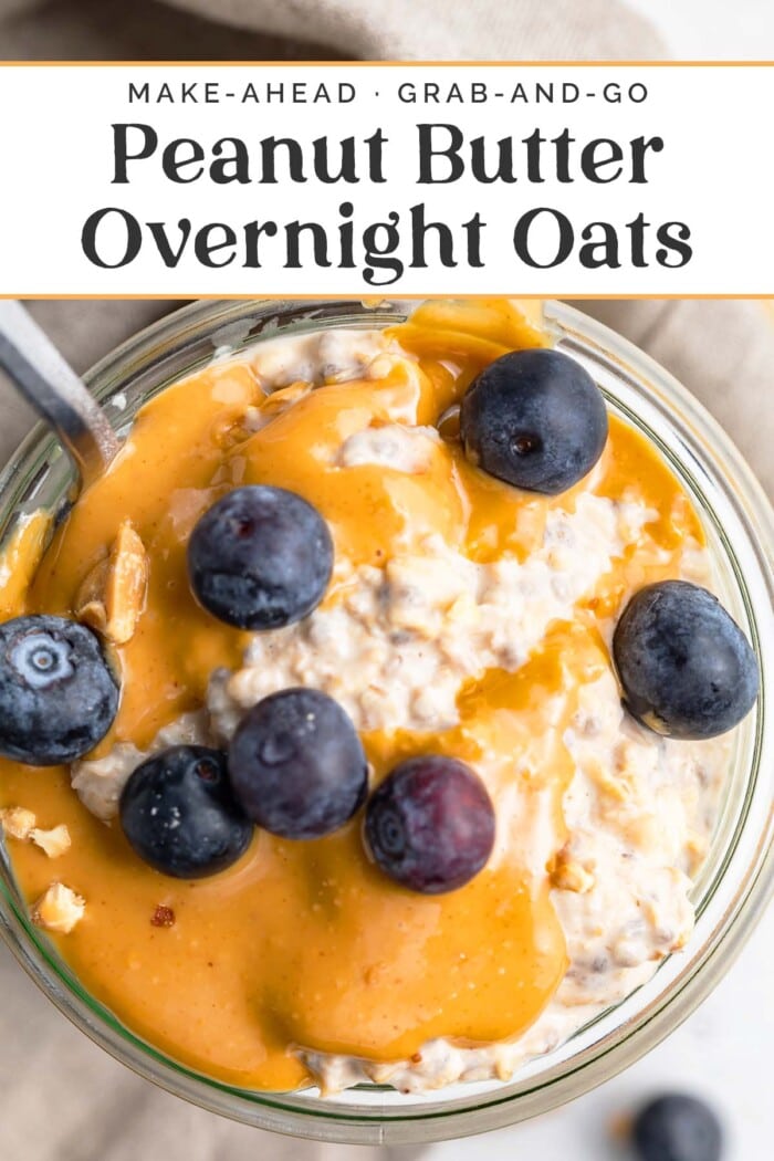 Pin graphic for peanut butter overnight oats.