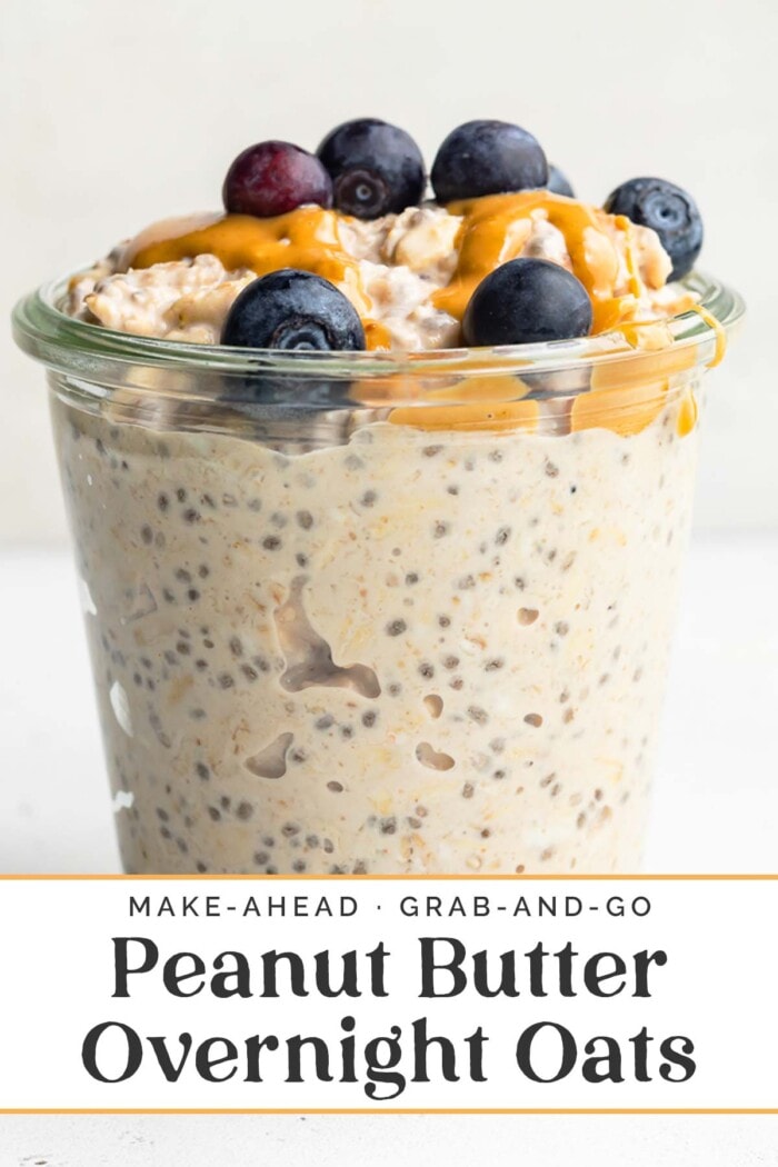 Pin graphic for peanut butter overnight oats.