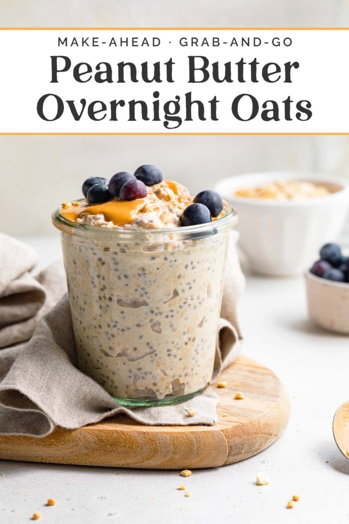 Pin graphic for peanut butter overnight oats.