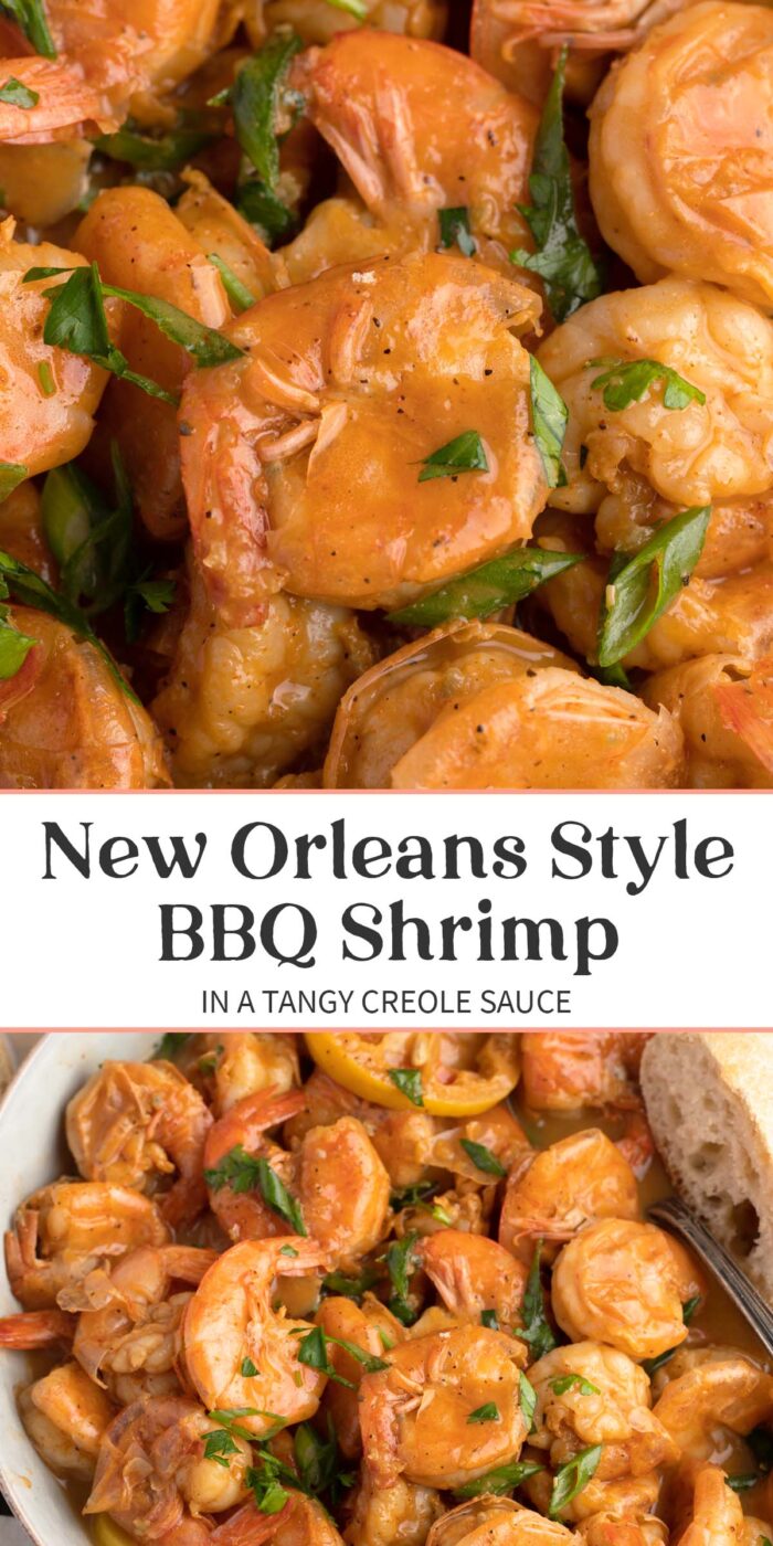 Pin graphic for bbq shrimp.