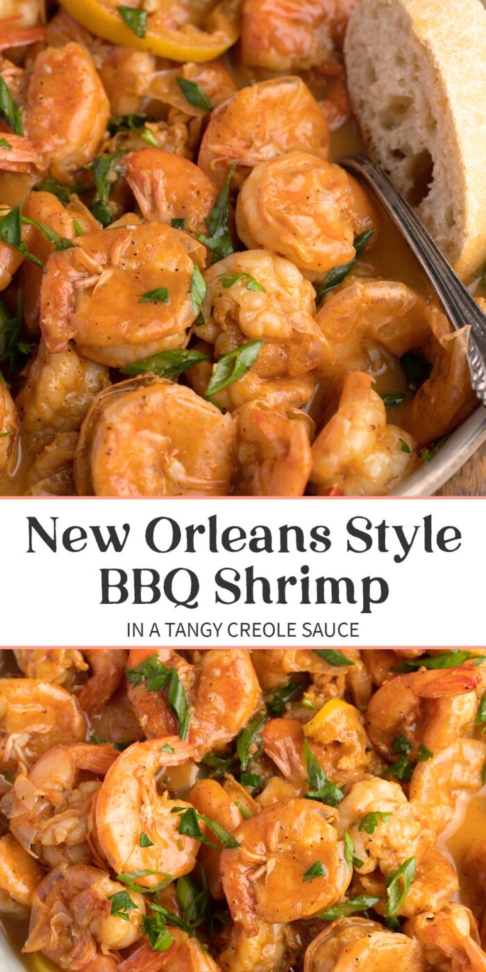 Pin graphic for bbq shrimp.