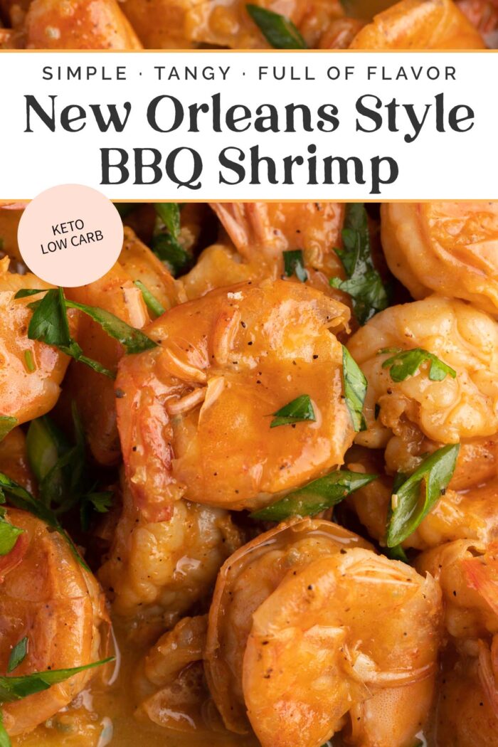 Pin graphic for bbq shrimp.