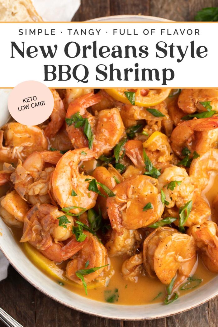 Pin graphic for bbq shrimp.