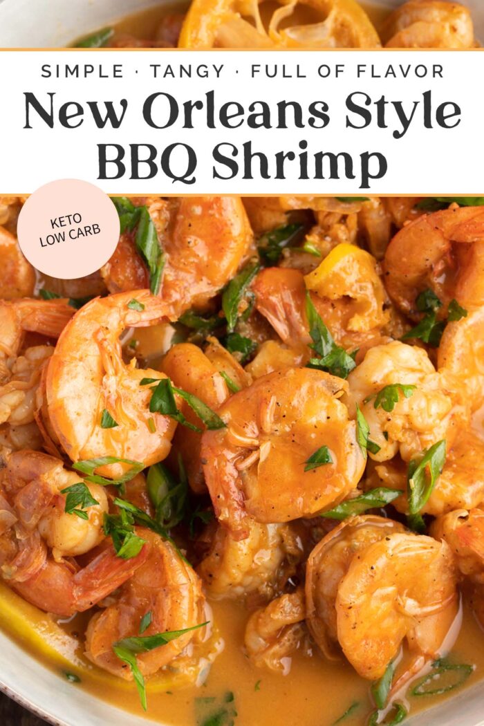 Pin graphic for bbq shrimp.