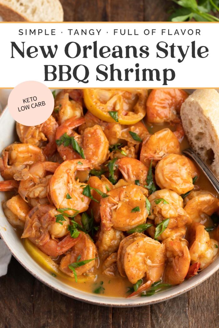 Pin graphic for bbq shrimp.