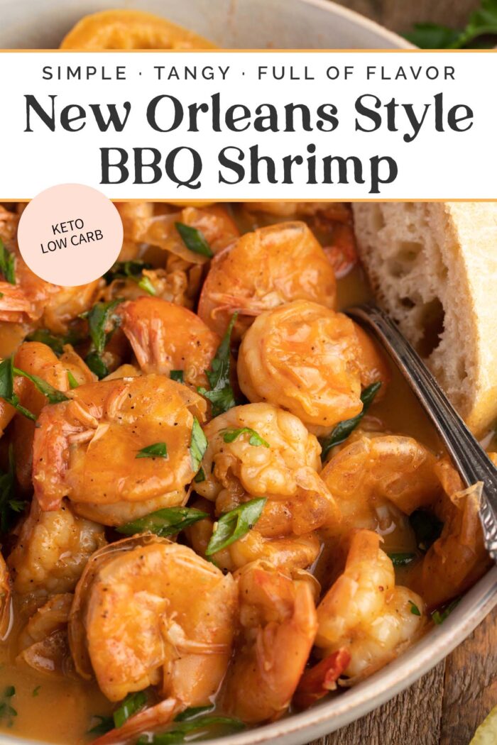 Pin graphic for bbq shrimp.