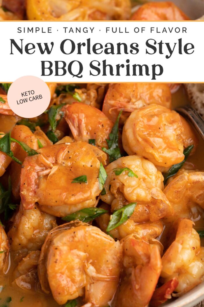 Pin graphic for bbq shrimp.