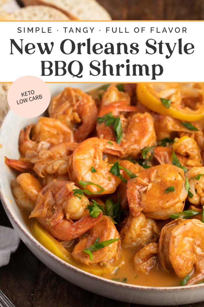 Pin graphic for bbq shrimp.