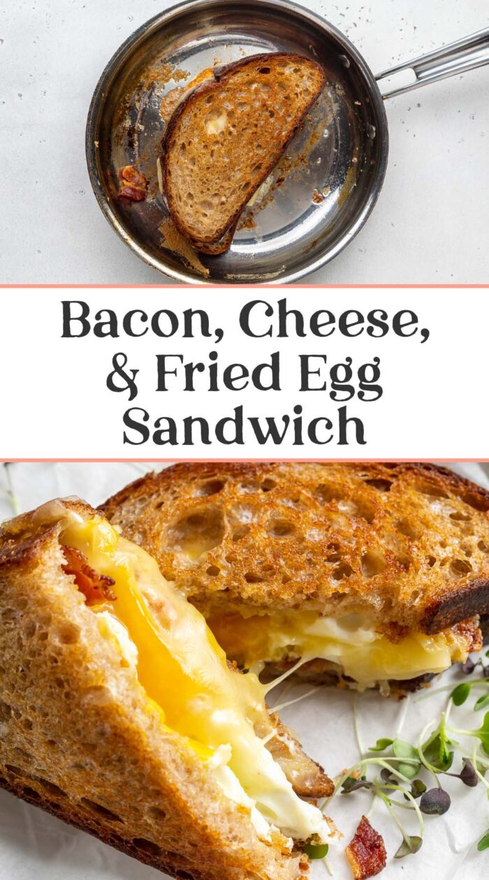 Pin graphic for fried egg sandwich.