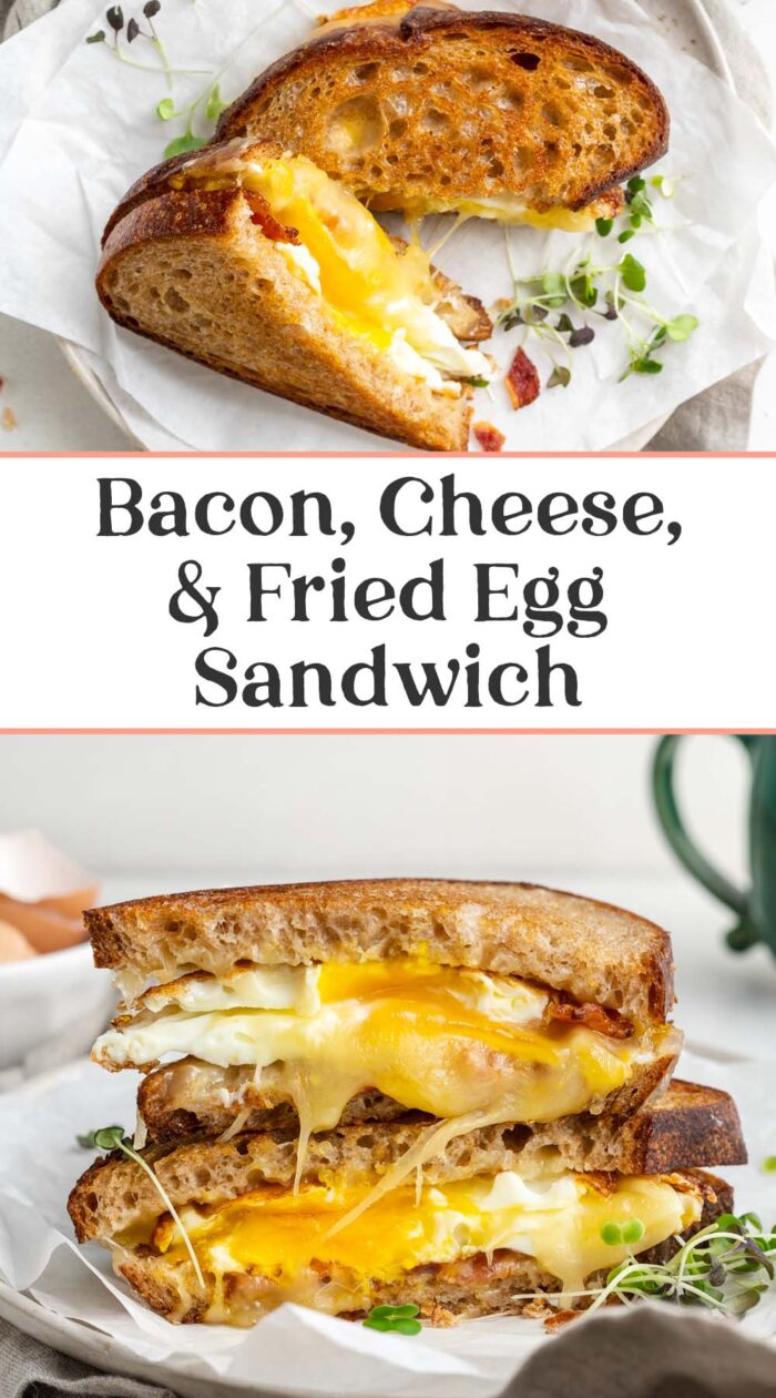 Pin graphic for fried egg sandwich.