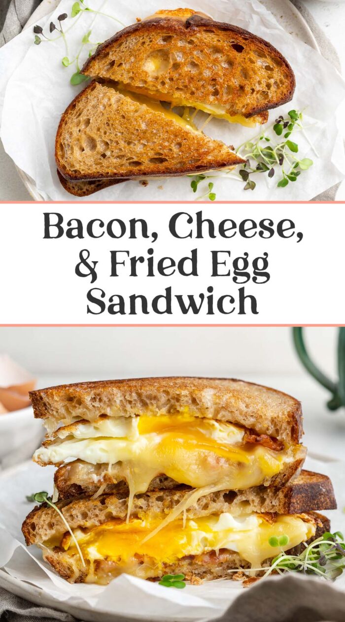 Pin graphic for fried egg sandwich.