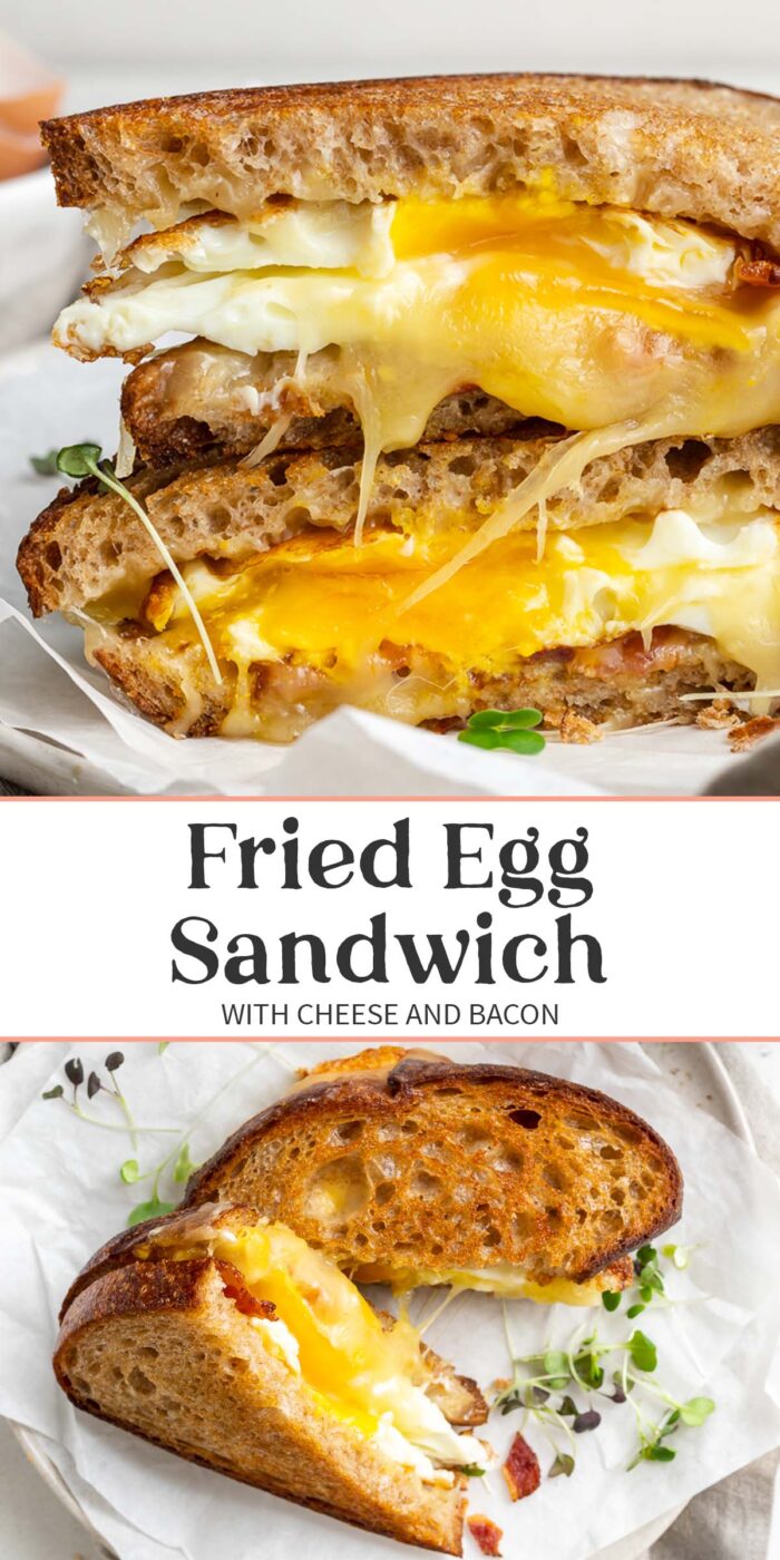 Pin graphic for fried egg sandwich.