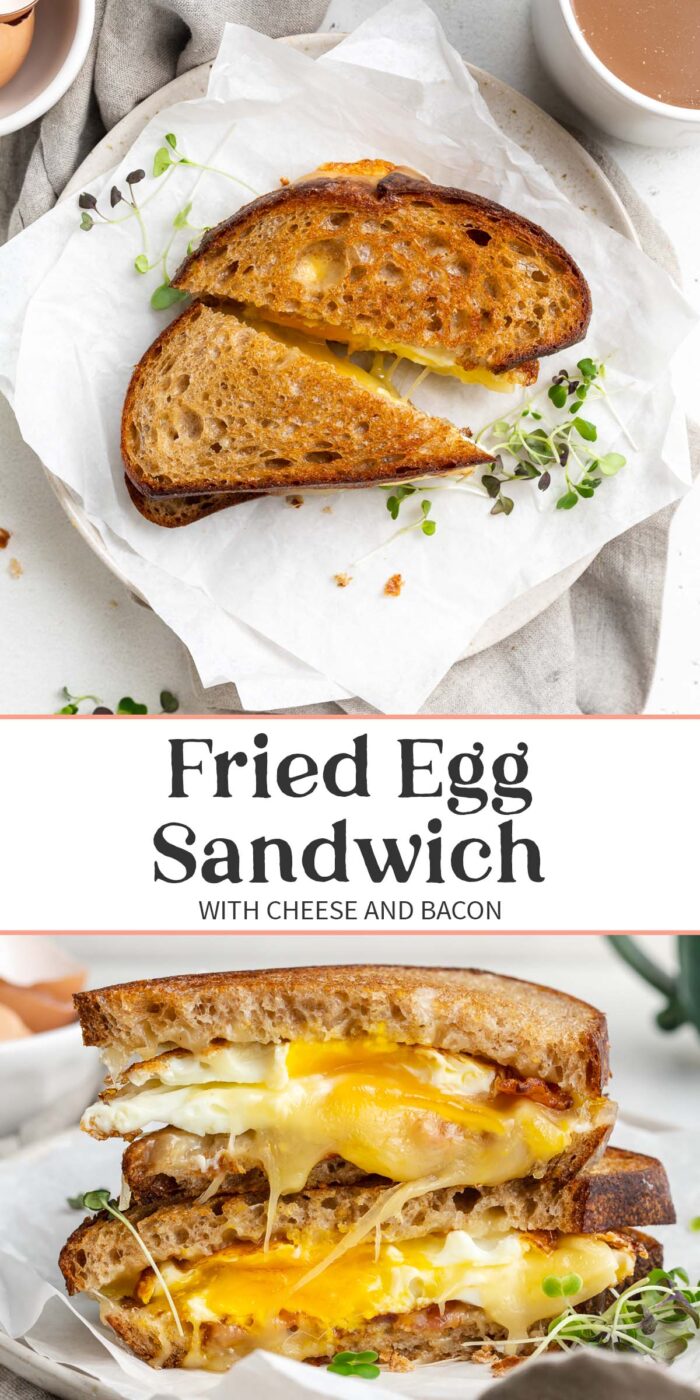 Pin graphic for fried egg sandwich.