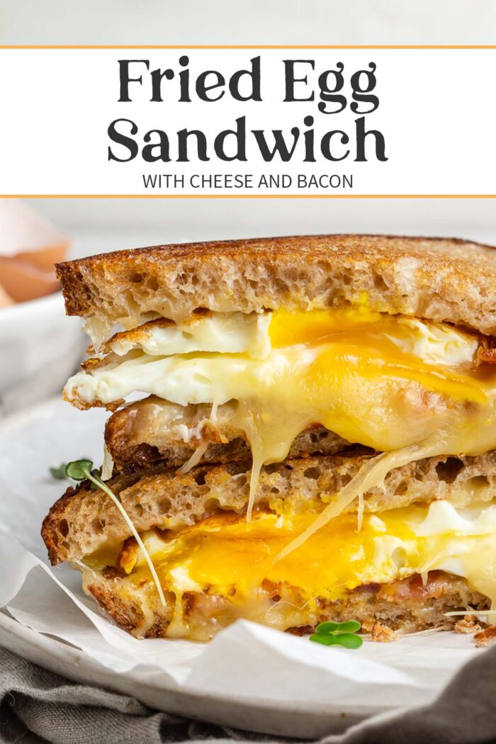 Pin graphic for fried egg sandwich.