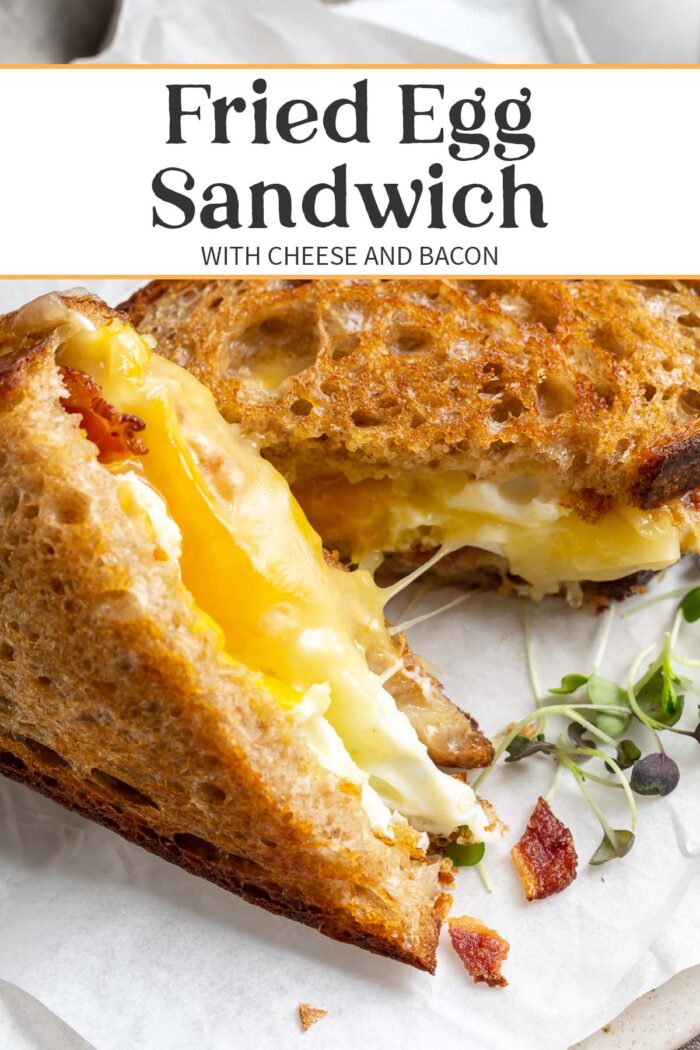 Pin graphic for fried egg sandwich.