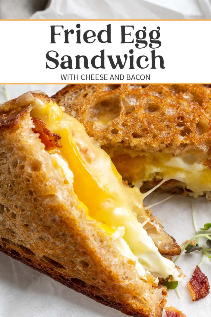 Pin graphic for fried egg sandwich.