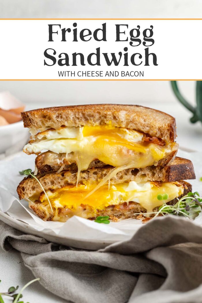 Pin graphic for fried egg sandwich.