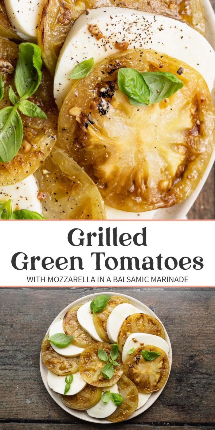 Pin graphic for grilled green tomatoes.