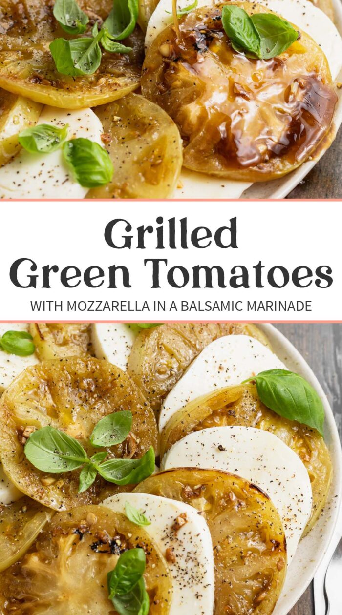 Pin graphic for grilled green tomatoes.