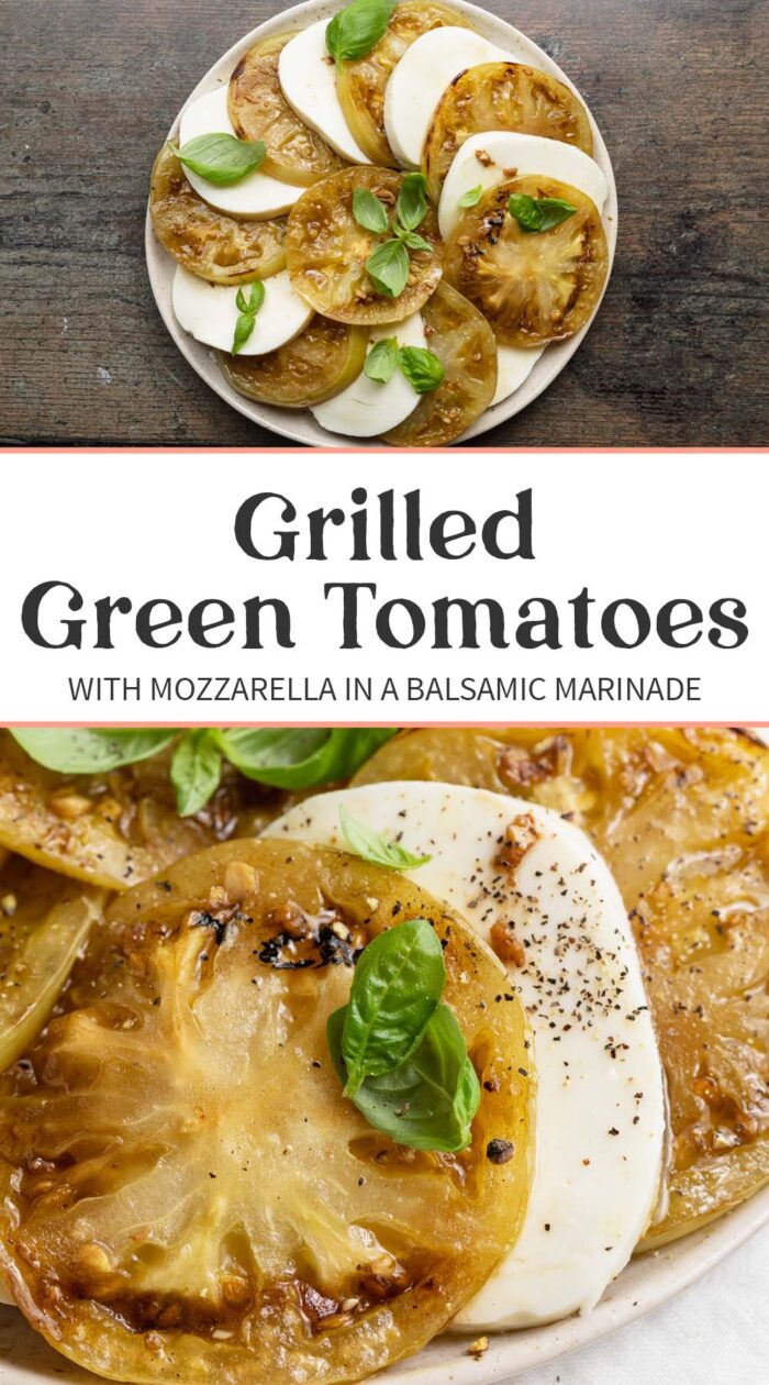 Pin graphic for grilled green tomatoes.