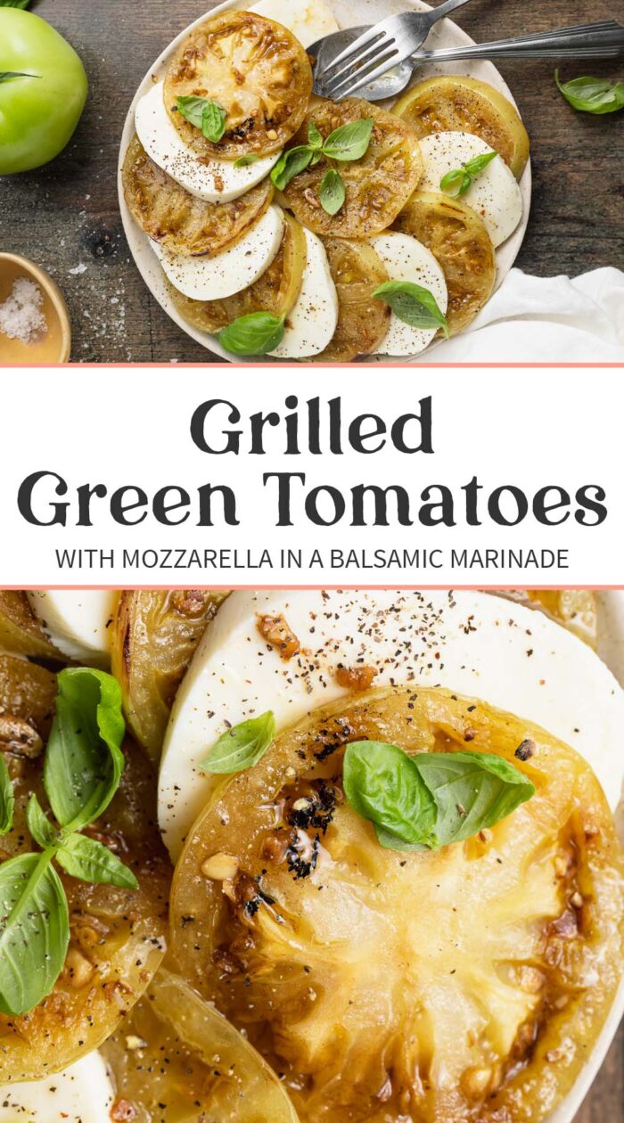 Pin graphic for grilled green tomatoes.